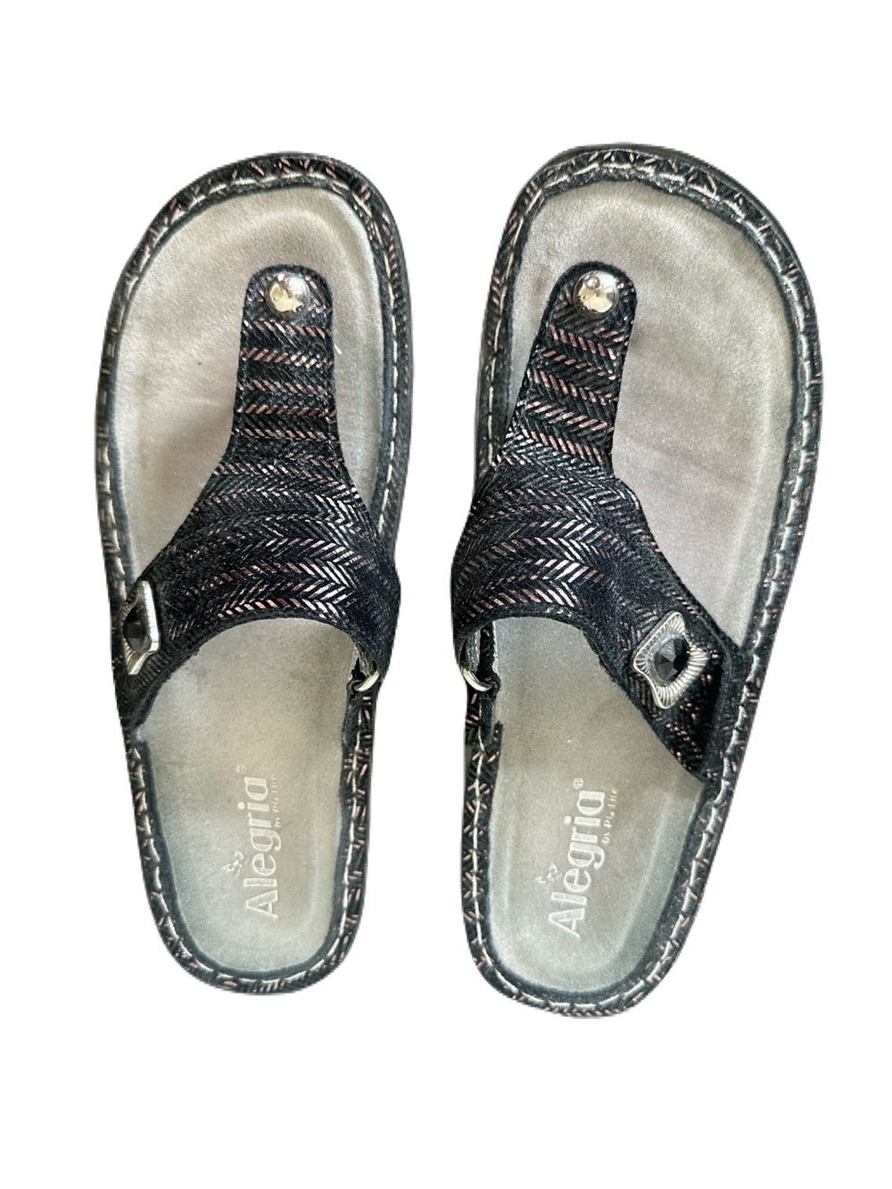 ALEGRIA Carina Leather Thong Sandals, Like New